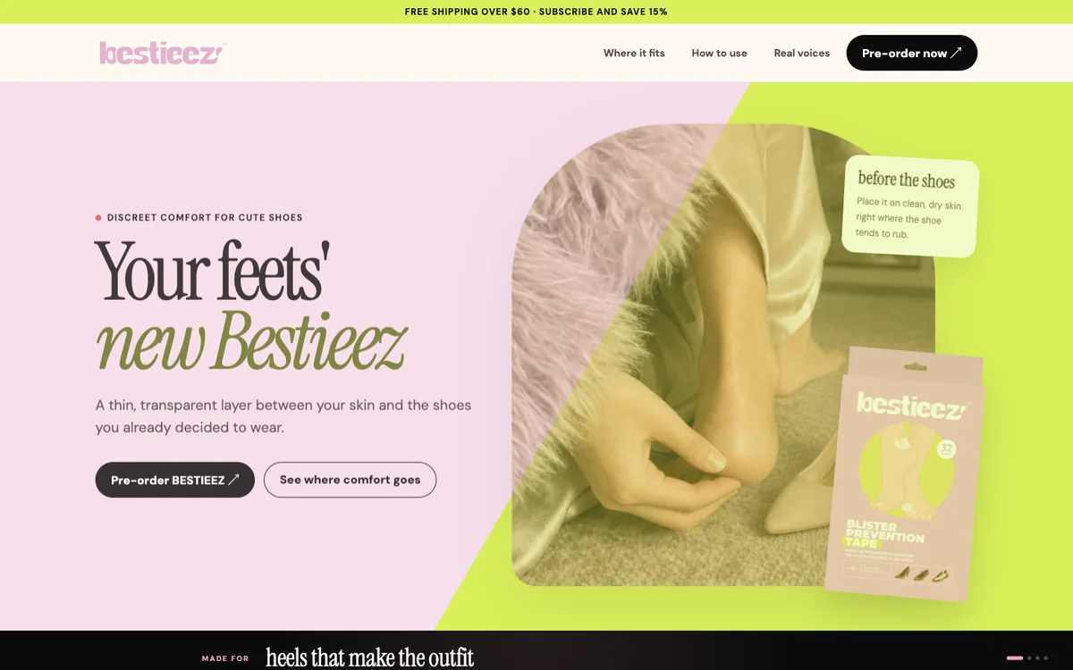 BESTIEEZ campaign landing-page concept